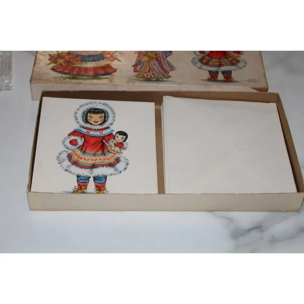 Vintage Dolls of Many Lands Native Attire Note Card SET 12 Cards&Envelopes NICE